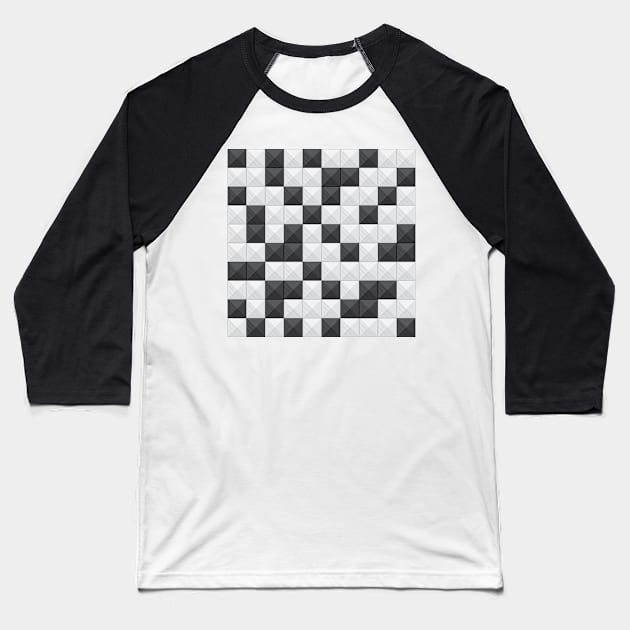 Random Black and White Squares Baseball T-Shirt by Blue-Banana